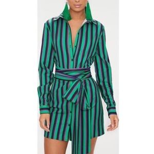 Green striped tie dress- never worn
